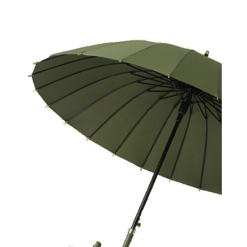 Travel Umbrella Windproof Automatic Open with Long Leather Handle Waterproof Canopy Grey 1