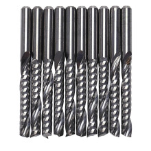 10 kpl CNC-jyrsimen bittejä 3,175 x 22 mm, yksiuraiset spiraalikarbidiset CNC-jyrsimen bitit jyrsintäleikkuriin