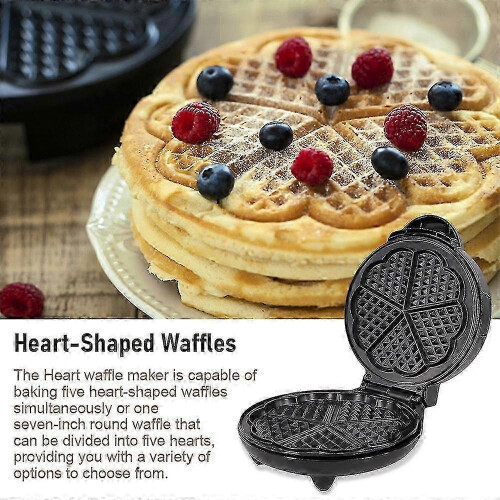 1000W Electric Waffle Maker with 5 Heart-Shaped Griddles 1