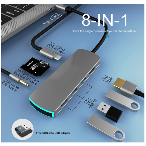 USB C Hub-Dongle, USB C to HDMI Multiport Adapter, Gray 1