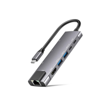 USB C Hub Mulitiport Adapter, 9-in-1 Hub with 1Gbps Ethernet,4K@30Hz HDMI,100W Power Delivery, 2 USB 3.0,SD/TF Card Slots,3.5mm Jack(Grey)