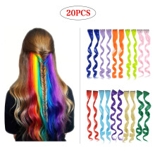 20PCS Curly Wavy Rainbow Clip in Hair Extensions Set for Party Highlights Multiple Colors