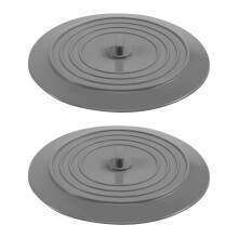 2 Pack Bathtub Stopper, 6 Inches Large Silicone Tub Stopper, Flat Suction Drain Covers, Bath Plug for Tub, Kitchens, Bathrooms and Laundry(Gray)