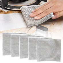 Non‑Scratch Wire Dishwashing Cloth Set of 5, Durable Diamond Weave Metal Scrubbing Rags for Dishes and Sinks