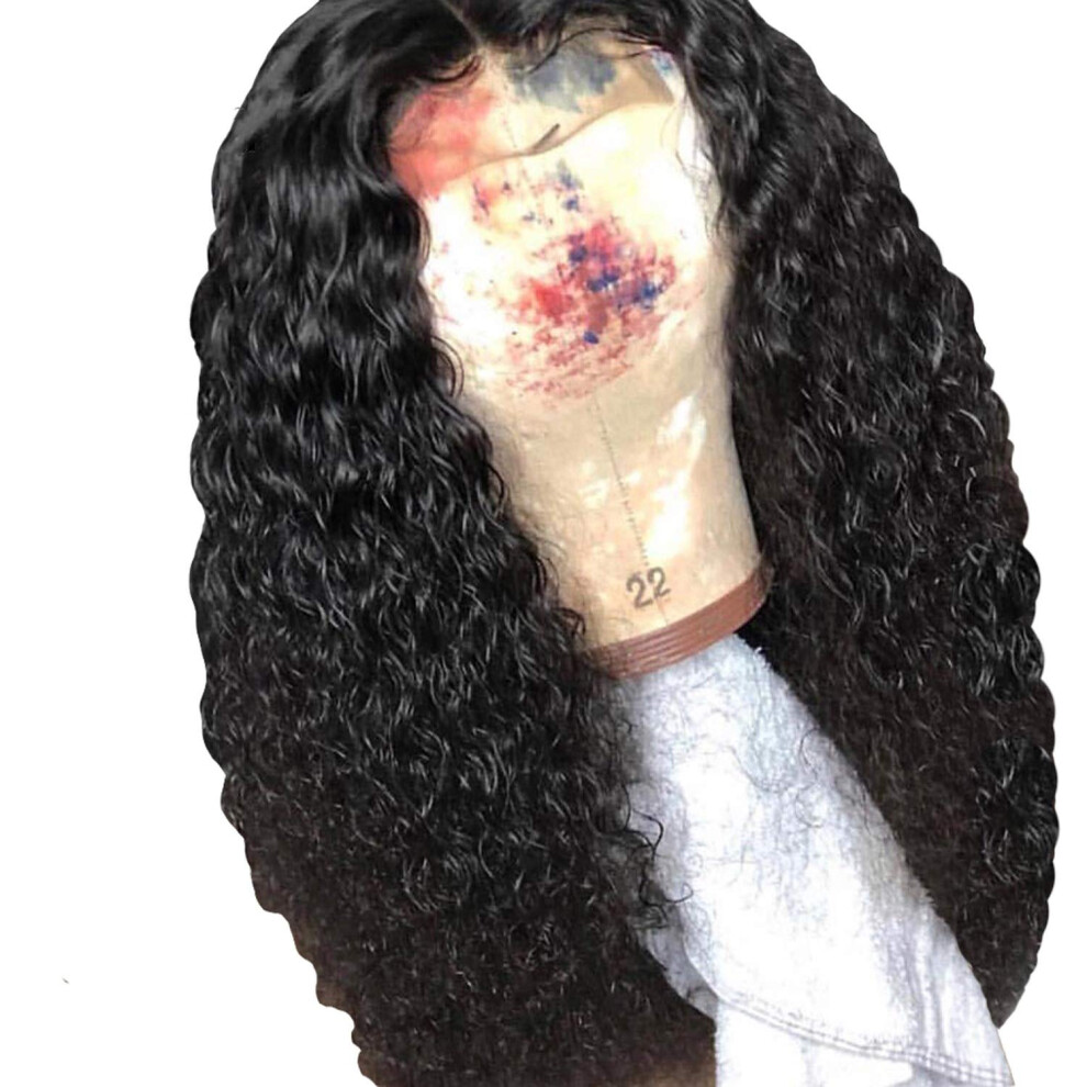 Unisex Brown Curly Lace Front Wig Brazilian Remy Human Hair 10 Inch Glueless Preplucked Natural Hairline