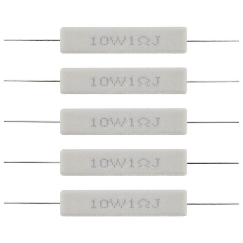 1.0 Ohm 10W Wirewound Ceramic Cement Resistor 5 Pcs 2