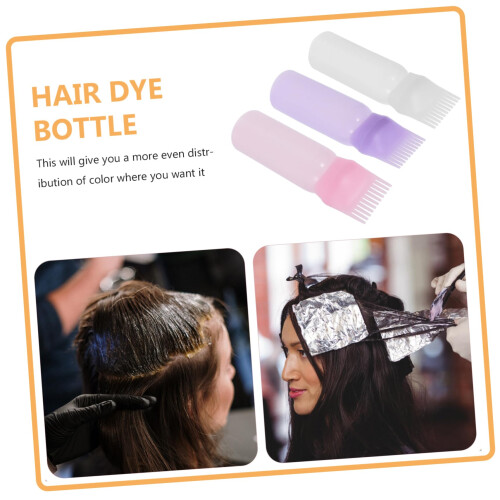 3Pcs Hair Dye Applicator Bottle with Graduated Scale and Comb for Even Root Coverage and Scalp Application 2