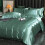 Satin Bedding Set for 1.2m Bed Matcha Green Flat Sheet 4 Piece Solid Color Easy Bedding Refresh 1