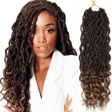Faux Locs Crochet Hair 20 Inch Deep Wave Ombre Two Tone 1B/30 Synthetic Hair Extensions 6 Packs