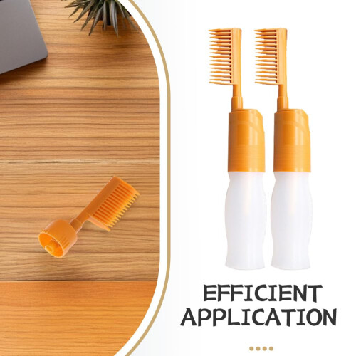 Hair Dye Applicator Bottle with Comb for Precision Root Application, Refillable 8pcs Orange Set 2