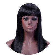 Long Straight Synthetic Wig with Bangs, Heat Resistant, Natural Look, 16 Inches, Red Pink Blonde Brown White