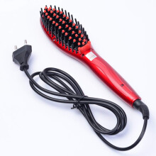Ionic Hair Straightening Brush Ceramic Hair Straightener Comb AntiScald Fast Heat Up Red 2 in 1 Styling