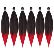 26 Inch Pre Stretched Braiding Hair 6 Packs Ombre Synthetic Fiber Hot Water Styling