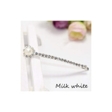 Elegant Crystal Rhinestone Hair Clip for Women Girls Pearl Bling Barrette, Milk White One Size