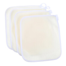 4 Pack Dual Sided Exfoliating Washcloths Soft Durable Face and Body Scrubber Towels Beige