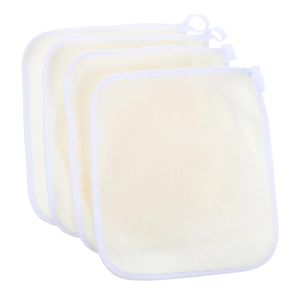 Beige 4 Pack Dual Sided Exfoliating Washcloths Soft Durable Face And Body Scrubber Towels