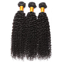 Brazilian Kinky Curly Hair Bundles with Closure Virgin Human Hair Extensions 16 18 20 Natural Black
