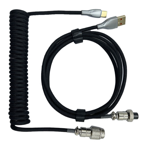 Gaming Keyboard Cable – Retractable Coiled PE Connector, Black 2