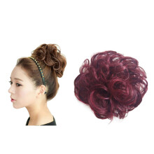 Wine Red Curly Messy Chignon Hairpiece Hair Bun Extension for Women Natural Look