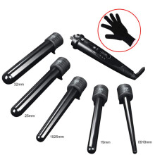 5in1 Tourmaline Ceramic Curling Iron Set with Interchangeable Wand, Rapid PTC Heating, Dual Voltage