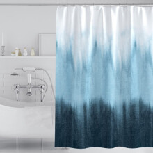 Blue Gradient Fabric Shower Curtain 70x78 with Rings, Exact Fit Design, Easy Installation, Privacy Protection