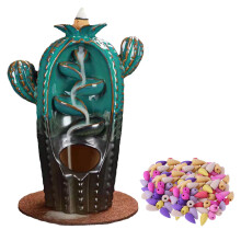 Brûleur d'encens décoratif en céramique à reflux, ornement d'aromathérapie antique en forme de cactus pour votre maison, ensemble complet avec