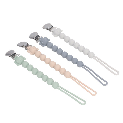 Baby Pacifier Chain Set 4pcs Soft Silicone Clips Prevent Drop Assorted Colours 1
