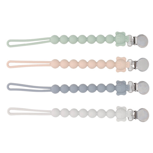 Baby Pacifier Chain Set 4pcs Soft Silicone Clips Prevent Drop Assorted Colours 2