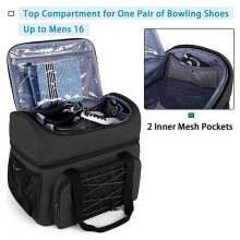 2X Bowling Bag for 2 Balls, Bowling Tote with Bowling Cups and Padded Divider for Double Black