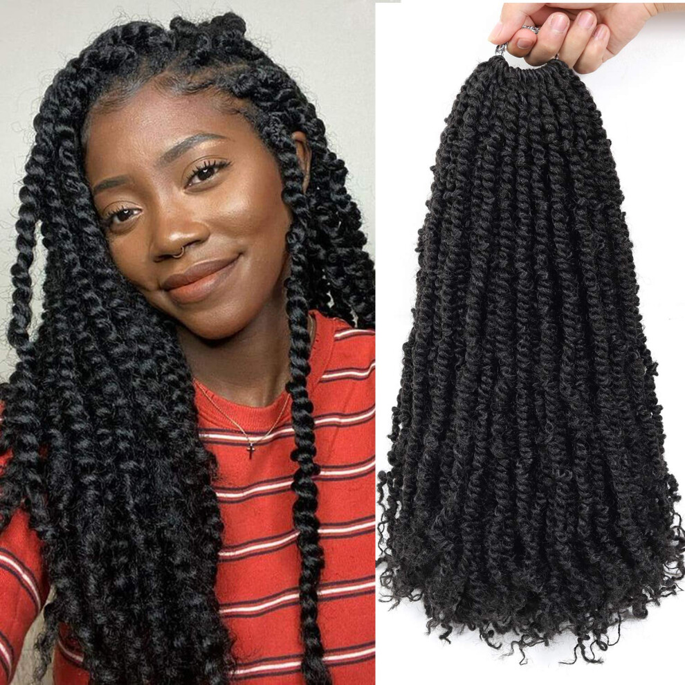 Unisex Passion Twist Hair 18 Inch Prelooped Crochet Braids 8 Packs Bohemian Style Synthetic Extensions