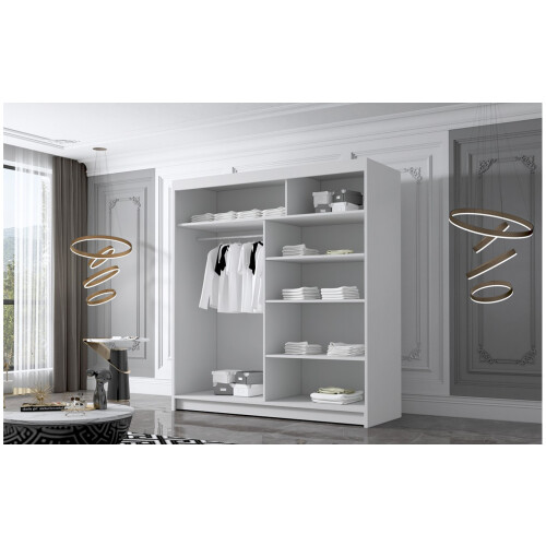 (Black, 180cm) ELUKS - FLAVIO Sliding Doors Wardrobe with Mirror 2