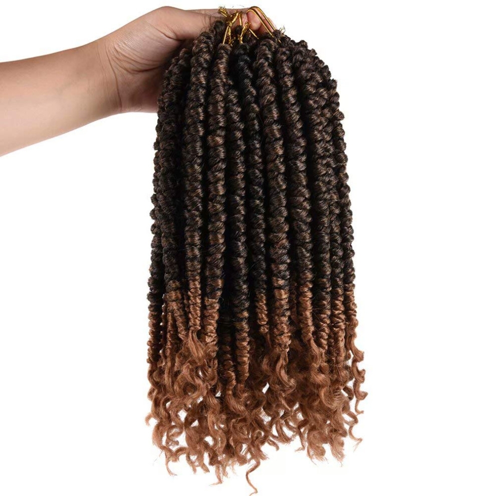Unisex 14 Inch Ombre Crochet Braiding Hair With Curly Ends Spring Twist Braids T27 Synthetic Extensions