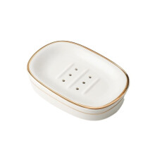 Ceramic Soap Dish Nordic Style Wall Mounted Double Layer Holder with Drain for Bathroom Kitchen