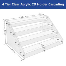 2X 4-Laags Heldere Acryl CD-Houder Cascading CD-Opslagrek, DVD/CD-Displayrek en Opbergstandaard voor Vinylplaten