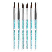 Professional Nail Art Brushes Set 6pcs with Rhinestone Handles for Acrylic Manicure Salon and Home