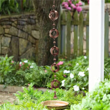 3X Rain Chains, Roof Gutter Downspout/Spout Channel, Rainwater Water Catcher/Diverter, Metal