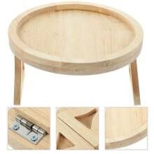 2X Canapé Rond Pliable en Bois à Clipser sur Table D'Appoint pour Bras de Canapés Larges, Table D'Accoudoir pour