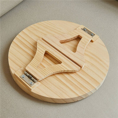 2X Round Foldable Wooden Sofa Clip  Side Table for Wide Couches Arm,Armrest Table for Eating/Drinks/Snacks/Remote 2