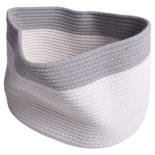 2X Cotton Rope Storage Baskets Bin Storage Square Organizer Foldable Decorative Woven Basket with Handles, D 1
