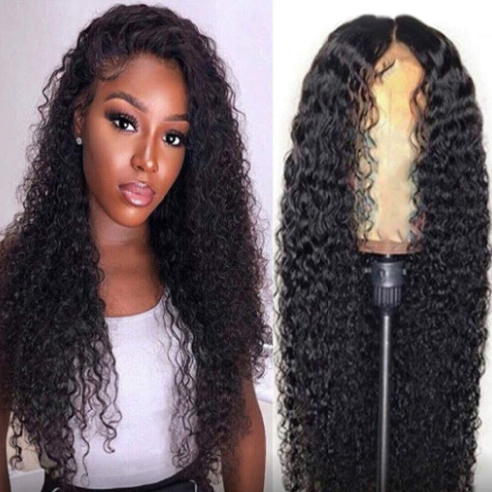 Unisex 13X4 Brazilian Lace Front Wig Kinky Curly 180% Density Virgin Human Hair Pre Plucked With Baby Hair