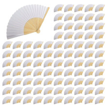 120 Stuks Diy Papier Bamboe Vouwventilator Volwassenen Kinderen Kalligrafie Schilderen Praktijk Witte Vouwventilator Huwelijksgeschenken