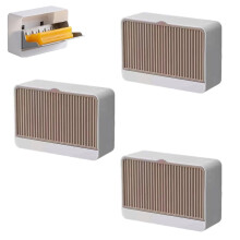 Wall Mounted Soap Holder with Dustproof Self Draining Design and Hooks, No Drill Bathroom Khaki