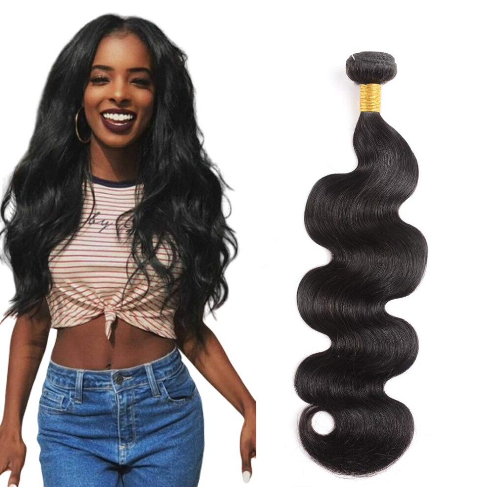 Unisex Brazilian Body Wave Hair 20 Inch Bundle 1B Color Virgin Human Hair Weft Soft Tangle Texture