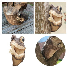 2X Quiet Frog Tree Peeker Garden Tree Sculptures Outdoor Tree Face Garden Tree Hugger Statue Indoor Outdoor Yard A