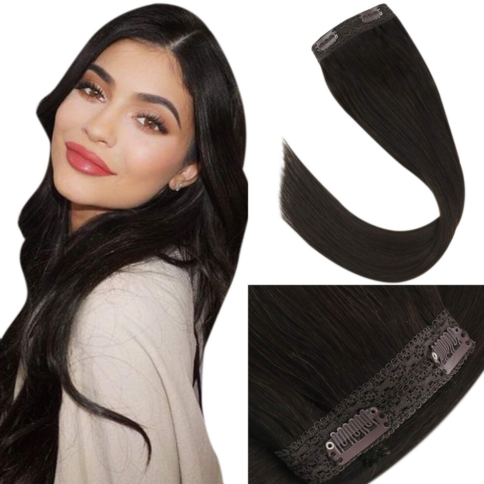 Unisex Brown Remy Clip In Human Hair Extensions Silky Straight 70G One Piece Full Head Volume Boost
