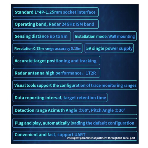 5X Rd-03D 24G Multi-Target Human Motion Trajectory Localization and Tracking  Module -Board PCB Antenna