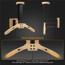 2X Wall Mount Helmet Rack Motorcycle Helmet Holder Wooden Bicycle Helmet Display Hanger with Hooks