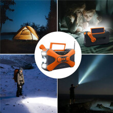 2X Radio di Emergenza 10000MAh, Radio un Manovella Solare, Radio Portatile con Caricatore per Telefono, Torcia un LED Arancione