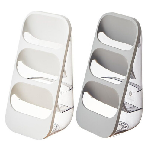 Multi-Functional Three-Layer Draining Storage Box for Kitchen Utensils - Plastic Organizer,White & Gray