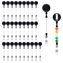 30 Pcs Beadable Badge Reel Retractable,DIY Blank Badge Reel Kit with Belt Clip Beadable Items Gift for Office Supplies A